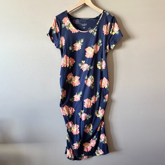 Women's Maternity L Isabel Ingrid & Isabel Short Sleeve T-Shirt Dress Floral - Picture 2 of 7